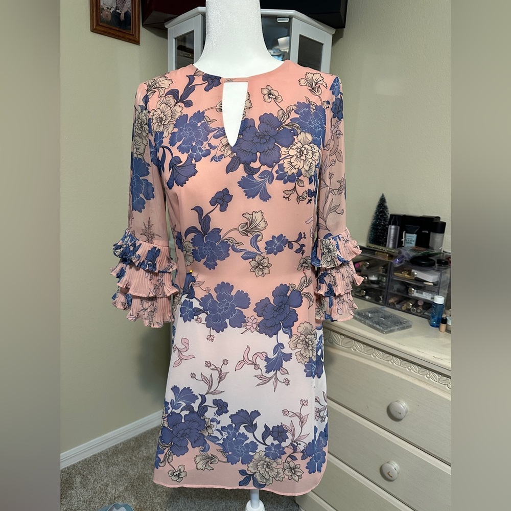 Vince Camuto Floral Pink and Blue Women's Dress